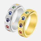 Stress Reducing Spinner Ring - Stainless Steel Rainbow Feet