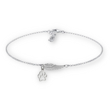 Silver memorial ribbon with an angel wing and footprint | Handmade