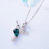 Baby hummingbird necklace with cubic zirconia