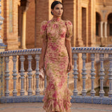 Rosario | Lilleline Chiffon Pikad Kleidid
