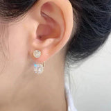 Double-sided stud earrings with cubic zirconia