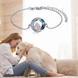 Adjustable silver bracelet with a dog charm