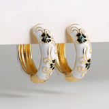 Vintage earrings with white enamel and hoop