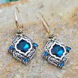 Retro Blue Crystal Earrings