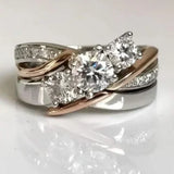 Old-style gold and silver ring with zircon