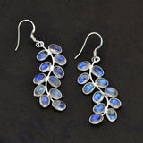 Beautiful moonstone earrings in the shape of plant leaves