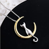 Elegant Necklace with Moon and Cat Motif