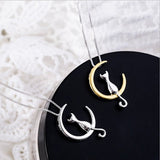 Elegant Necklace with Moon and Cat Motif