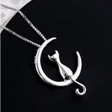 Elegant Necklace with Moon and Cat Motif
