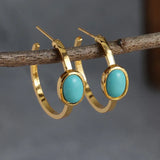 Gold-plated earrings with turquoise stones