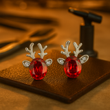 Christmas ox-shaped earrings with crystals