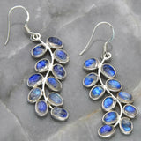 Beautiful moonstone earrings in the shape of plant leaves