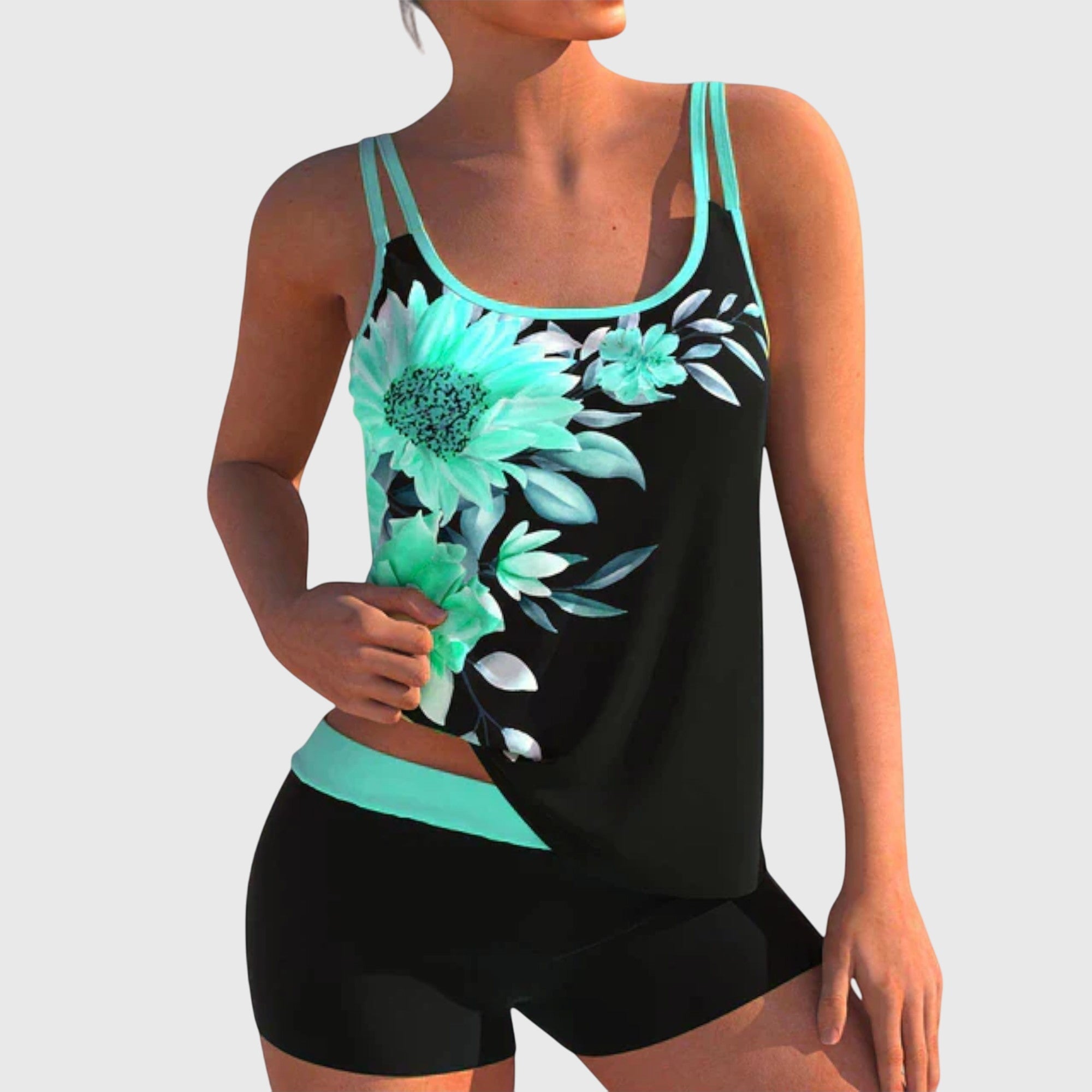 Flor – Lillene tankini lühikeste pükstega, lame kõhu efekt