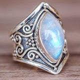 Silver Moon Stone Ring