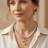 Natural Pearl Necklace and Earrings Set