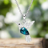Baby hummingbird necklace with cubic zirconia