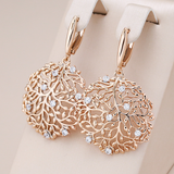 Elegant earrings with round branches and zircons