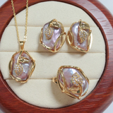 Yellow and Diamond Necklace and Earring Set