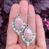 Vintage Pink Earrings in Silver