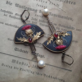 Bohemian earrings with beads and red crystal