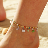 Multicoloured and gold anklet