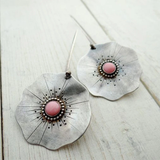 Silver and red crystal flower brooches