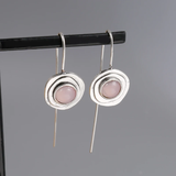 Boho-style earrings with pink crystal