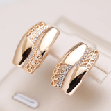 Elegant Golden Earring with Sparkling Zircons