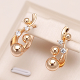 Elegant Golden Round Earrings with Cubic Zirconia