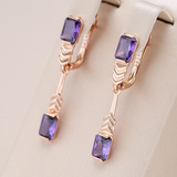 Elegant Earrings with Purple Crystals