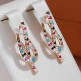 Elegant Earrings with Multicolor Zircons in Gold