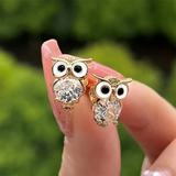 Retro Owl Crystal Earrings