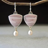 Vintage Earrings with Pink Stone and Pearl