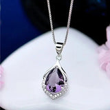 Elegant necklace with a purple crystal