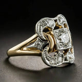 Golden vintage ring with cubic zirconia