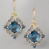 Blue Crystal Earrings in Gold and Silver Tone