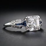 Vintage glitter ring with blue and silver