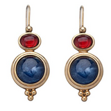 Vintage earrings with blue and red stones