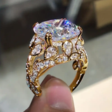 Golden ring with vintage glass