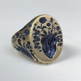 Vintage Blue Flower Ring in Gold