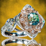 Vintage Silver Ring with a Colourful Flower