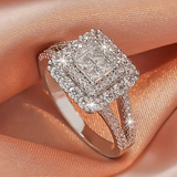 Silver Glitter Ring with Cubes
