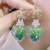Heart-shaped green earrings