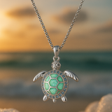 Necklace with Turtle and Turquoise Opal