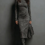 Mildred™ Elegantne Suede Maxi Kleid