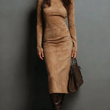 Mildred™ Elegantne Suede Maxi Kleid