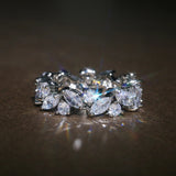 Vintage Boredom ring with round diamonds and a marquise cut