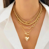 Layered necklace with heart