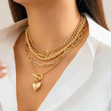 Layered necklace with heart