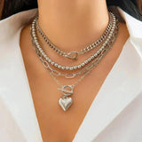 Layered necklace with heart